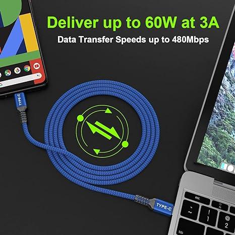 iPhone15 充電ケーブル タイプC USB-C & ケーブル 全3種 / 2本 ブルー