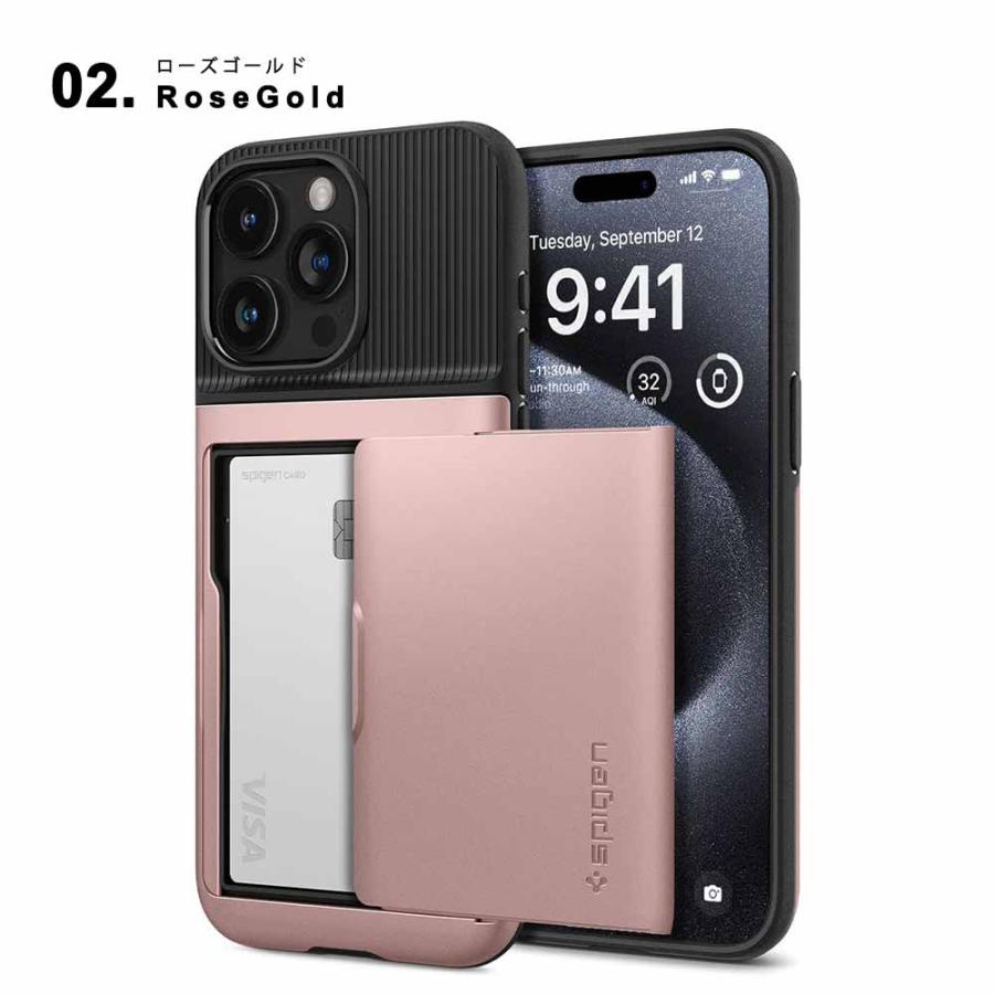 Spigen シュピゲン スリムアーマーCS 全3色 カード2枚収納 iPhone15 