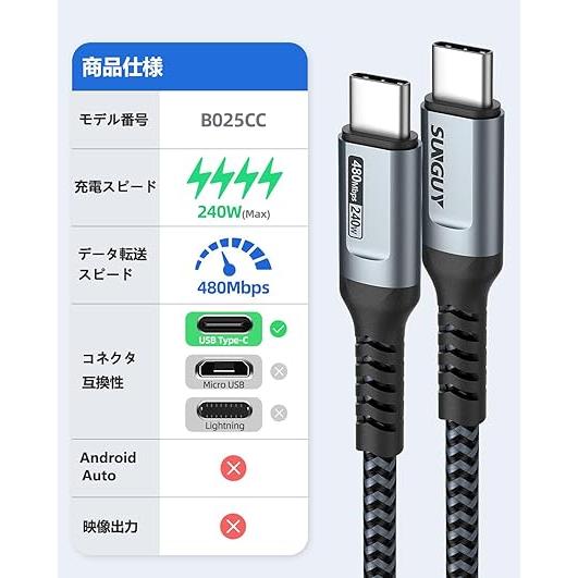 タイプC toタイプC 2m 50本 iPhone15 即納 iPhone15 充電ケーブル タイプC USB-C & ケーブル 50cm / 1本