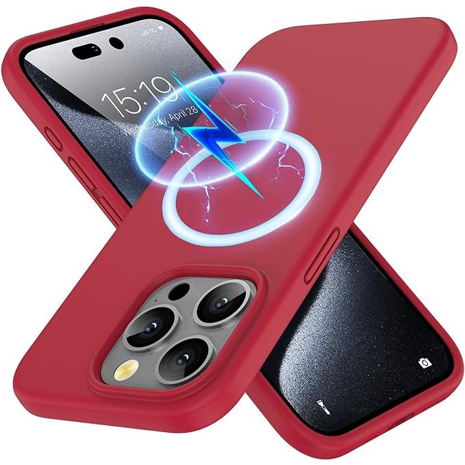 iPhone15シリーズ Magsafe ミリタリーグレード シリコン カバー レッド