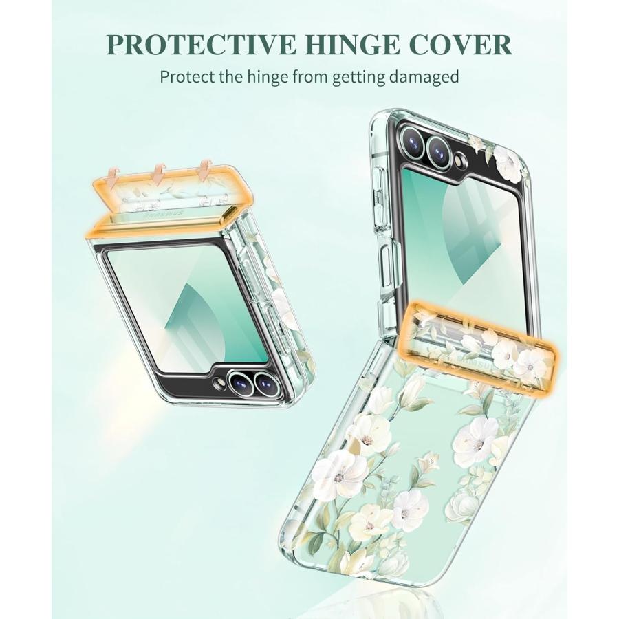 ギャラクシーGalaxy Z Flip6 TPU 花柄 クリア シンプル 全面保護