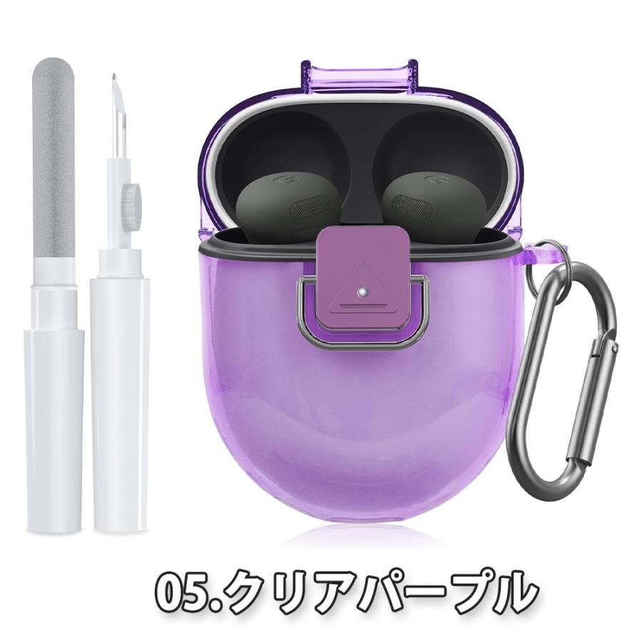 グーグル ピクセル バッズ プロ ケース クリア ソフトTPU カラビナ付き