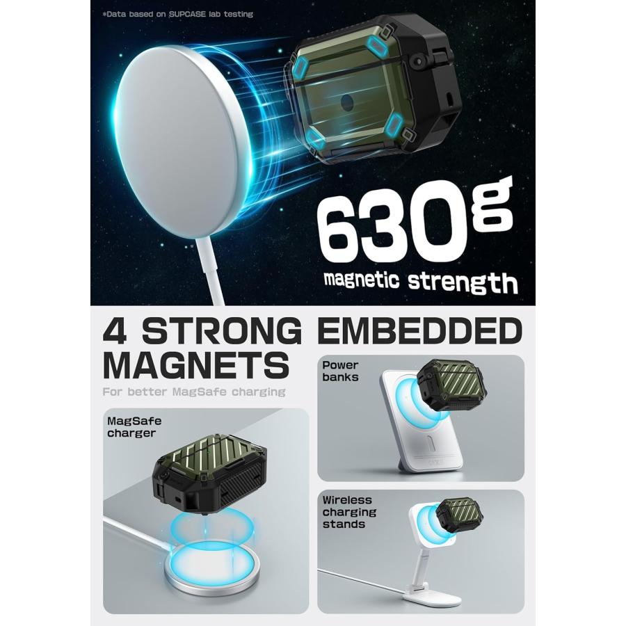 AirPods Pro3 ケース ミリタリーグレード カラビナ付き 防水 全面保護