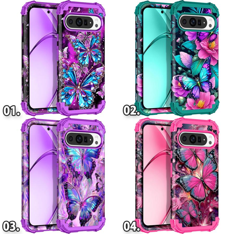 グーグル ピクセル 背面ケース TPU 蝶 花柄 頑丈 薄型 ケース 全7色