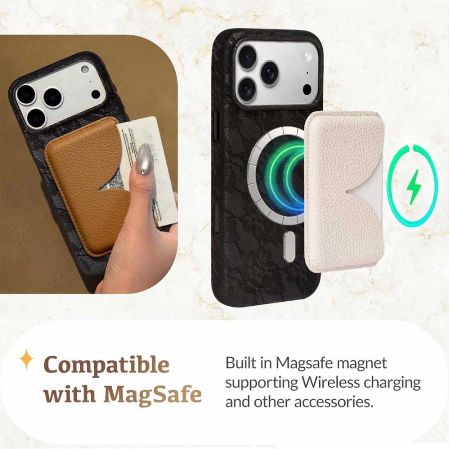 iPhone レース PUレザー Magsafe マグセーフ 対応 ケース 17/17Pro