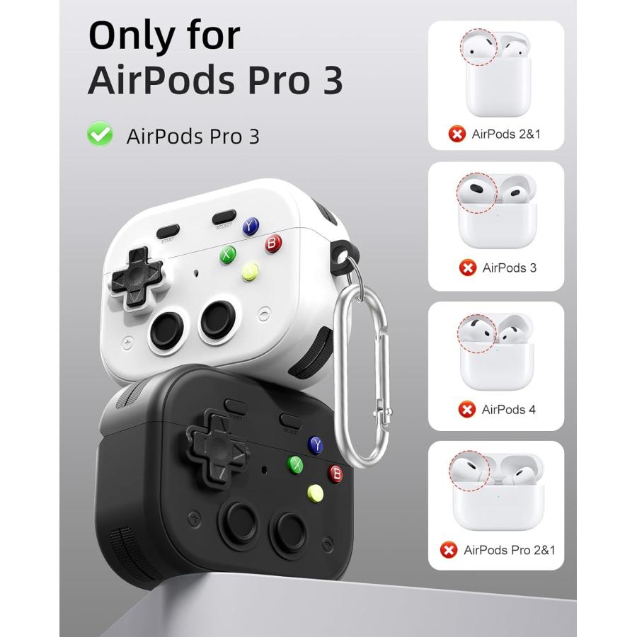 AirPods Pro3 ケース ゲーム コントローラー風 カラビナ付き