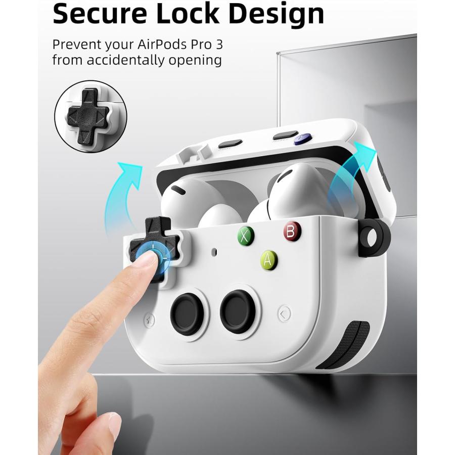 AirPods Pro3 ケース ゲーム コントローラー風 カラビナ付き