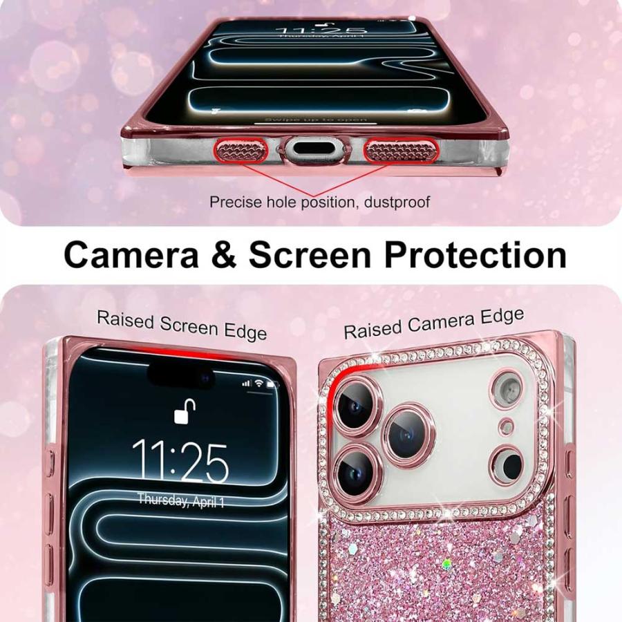 iPhone PC キラキラ グリッター ラインストーン スクエア ワイヤレス