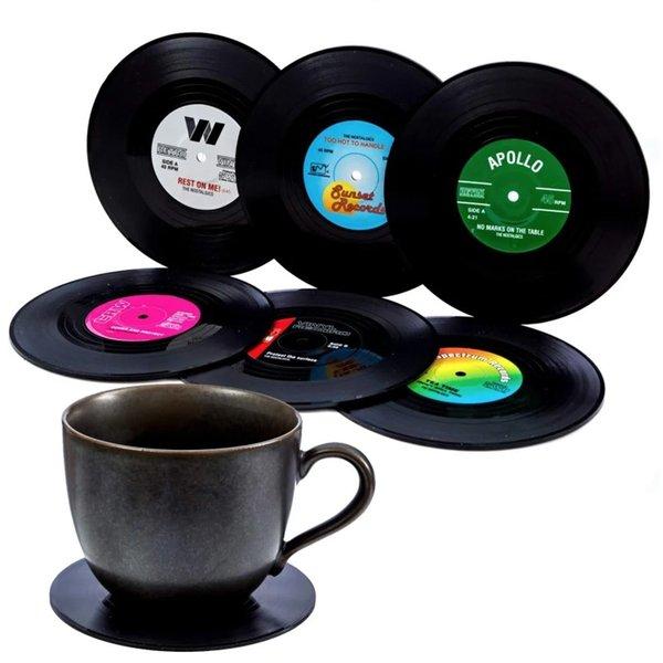 即納 アナログ レコード盤 滑りにくい コースター 6枚 セット LP