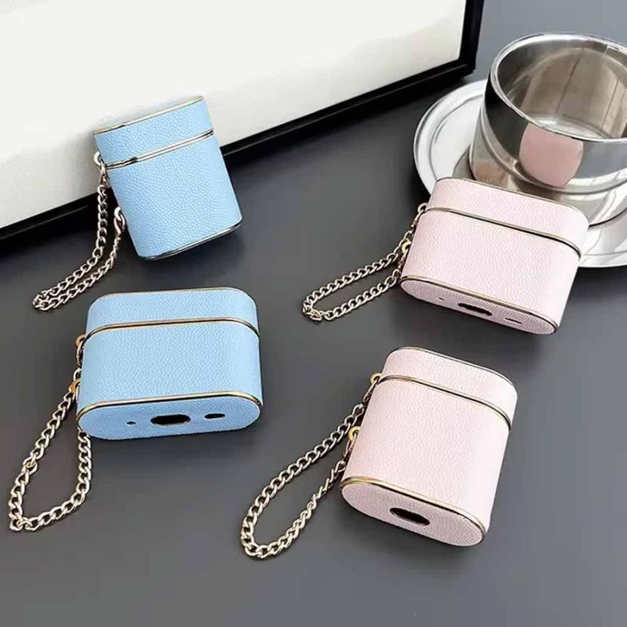 Airpods1/2/3/4 Airpods Pro2 ケース PUレザー メタル 高級感 チェーン