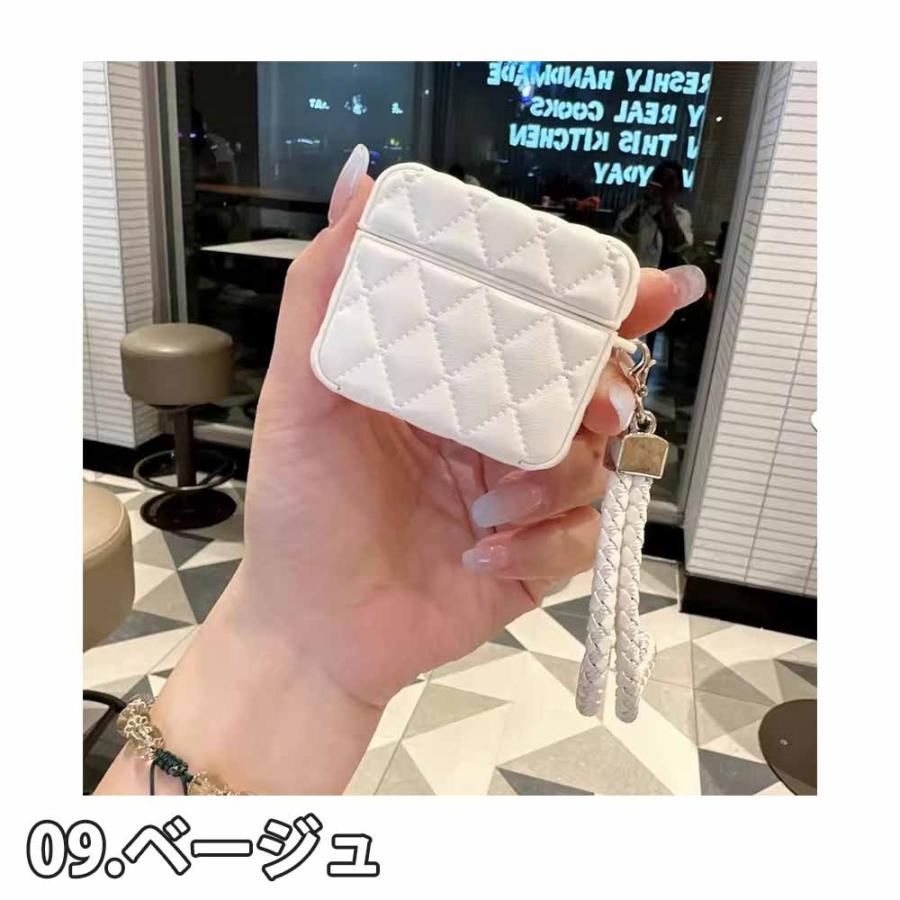 AirPods 4 / 3 2 1 Pro キルティング PUレザー 落下防止 ストラップ