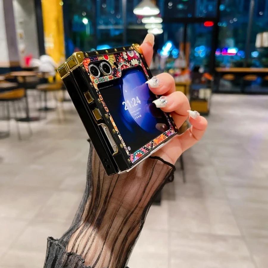 ギャラクシー Galaxy Z Flip5 / Flip4 スクエア クラシック リング付き