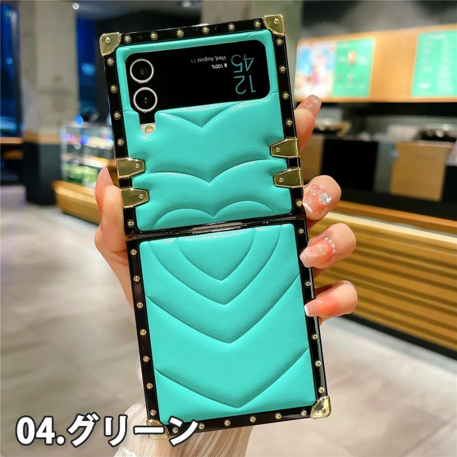 ギャラクシー Galaxy Z Flip5 / Flip4 スクエア ソフトPUレザー ハート