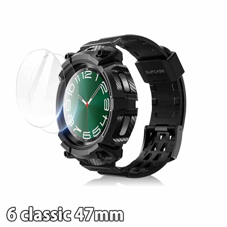 ギャラクシー ウォッチ バンド Galaxy Watch Ultra/6/6Classic/5/5Pro/4/4Classic 44mm/45mm/46mm/47mm カーボン 一体型 ブラック ラギッド おしゃれの画像