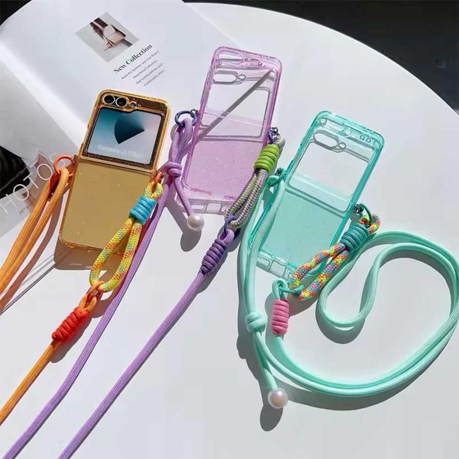 ギャラクシー Galaxy Z Flip7 / Flip6 PC クロスボディ キラキラ ラメ