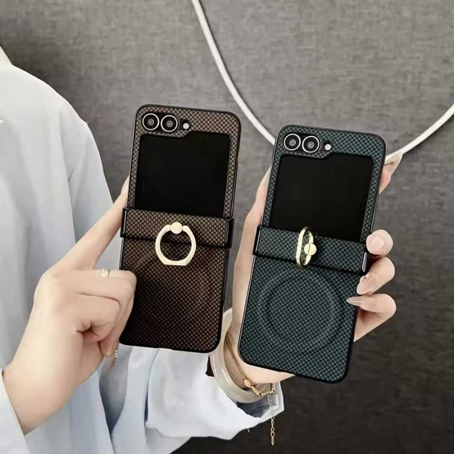 ギャラクシー Galaxy Z Flip7 / Flip6 PUレザー ヒンジ保護 リング