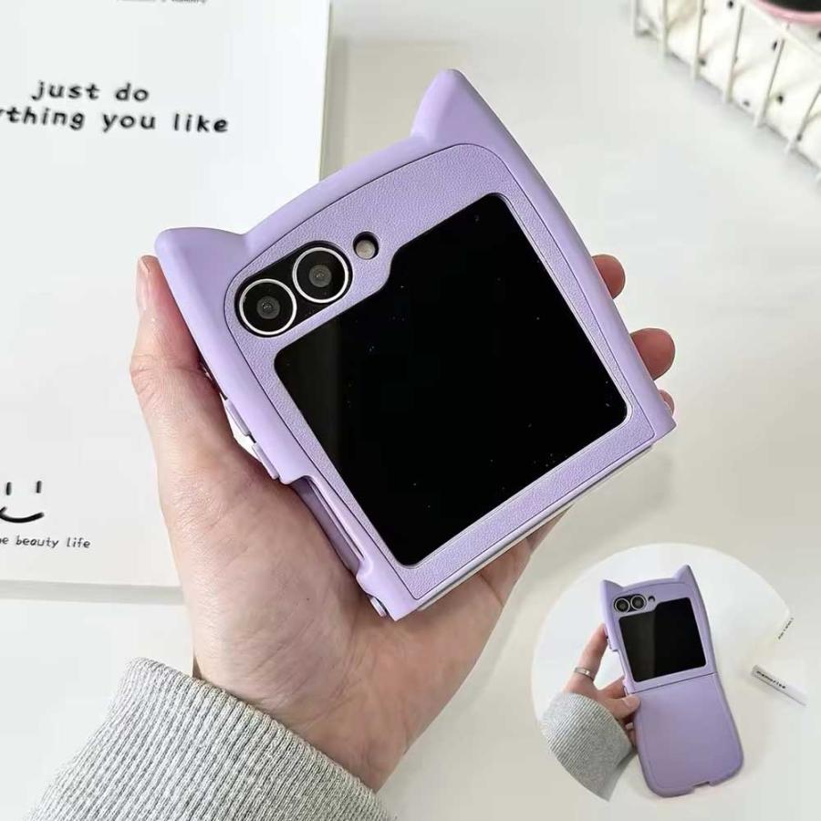 ギャラクシー Galaxy Z Flip7 / Flip6 シリコン PUレザー 猫耳 ねこ
