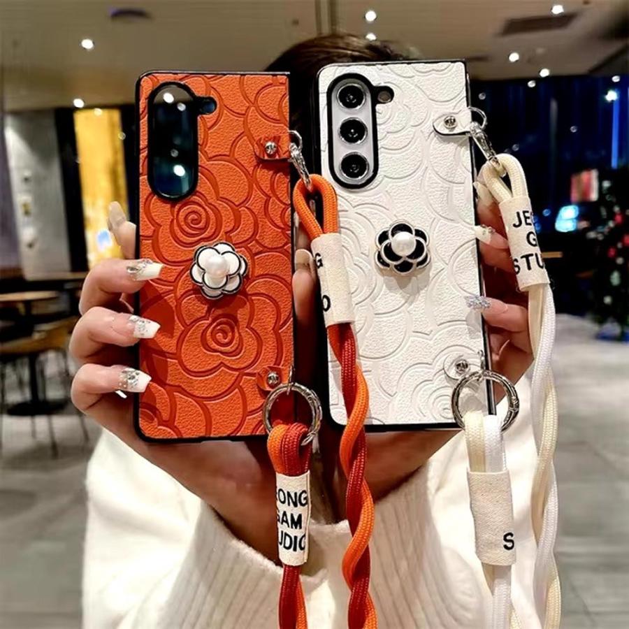 ギャラクシー Galaxy Z Fold6 / Fold5 / Z Fold4 PUレザー フラワー 花