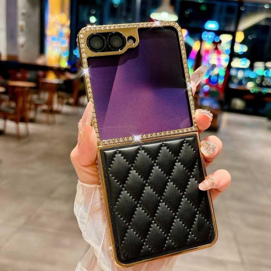 ギャラクシー Galaxy Z Flip7 / Flip6 PUレザー リング付き ダイヤ柄