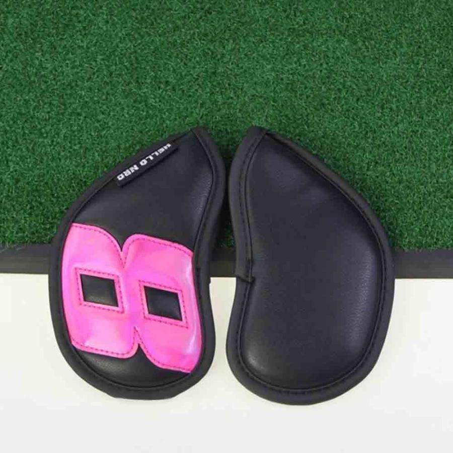 ゴルフ ヘッドカバー カラフル アイアン9点セット 全2色 カバー Golf head covers オシャレ PU革 防水仕様 保護 傷防止の画像