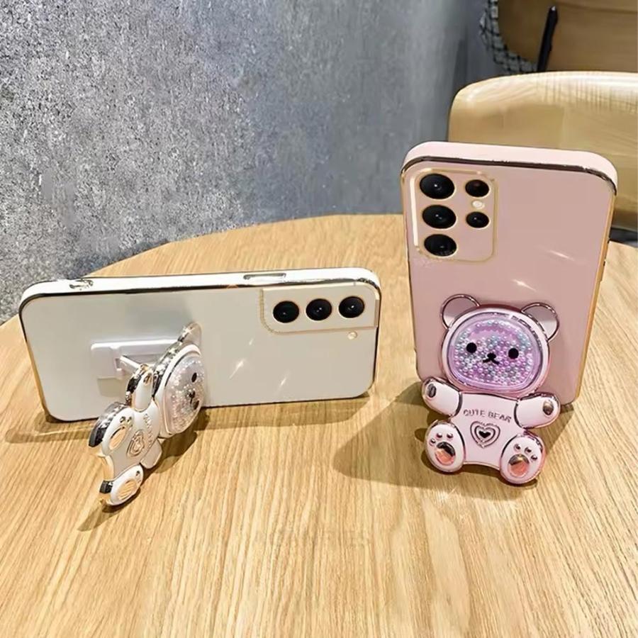 ギャラクシー Galaxy シリコン くま ベア スタンド機能 カメラ保護