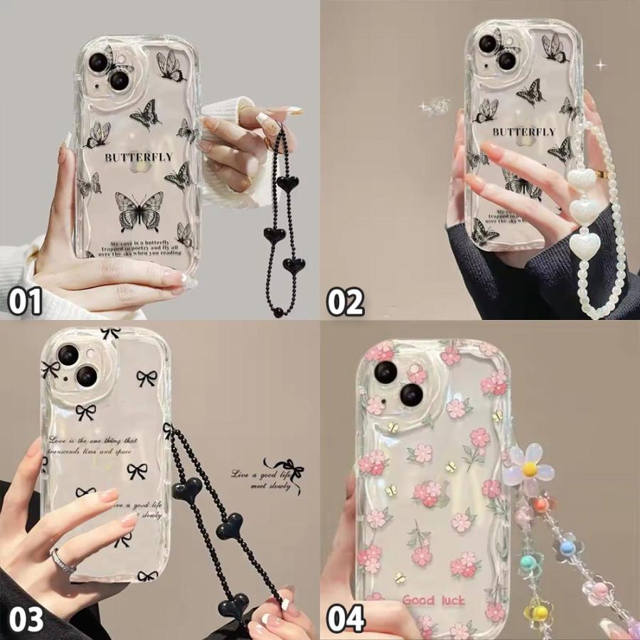 ギャラクシー Galaxy TPU ストラップ クリア 透明 フラワー 花柄