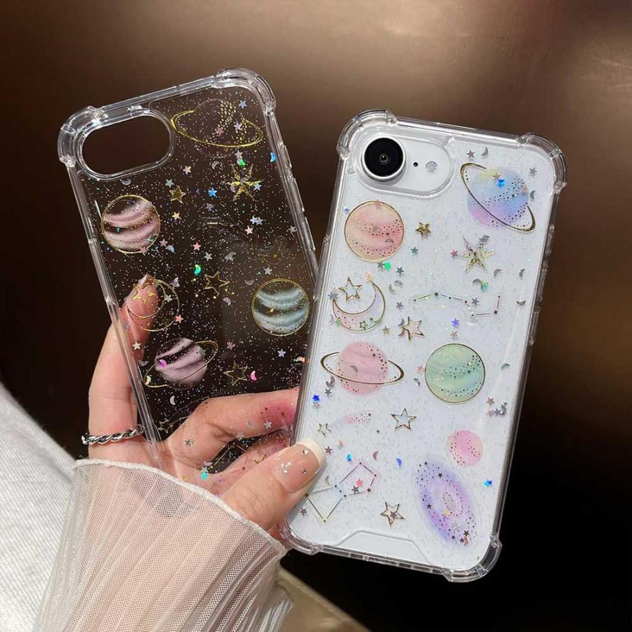 iPhone 16e se 第4世代 シリコン キラキラ 宇宙 蝶々 バタフライ