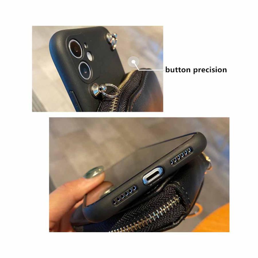 iPhone ショルダー 斜めがけ ハート ポーチ付き ケース 財布 カード