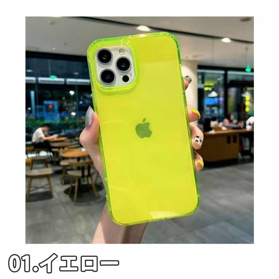 iPhone クリア 透明 ネオンカラー 蛍光 シリコン カバー 全6色 18 / 17