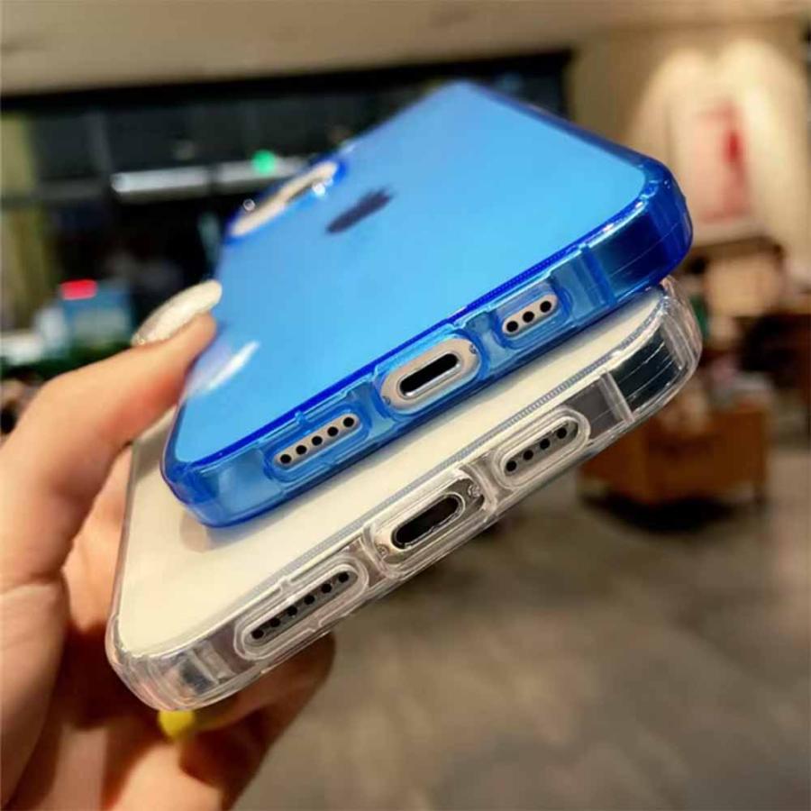 iPhone クリア 透明 ネオンカラー 蛍光 シリコン カバー 全6色 17 / 16