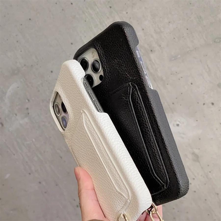 iPhone15シリーズ PUレザー ハンドストラップ付き カバー 全4色 15