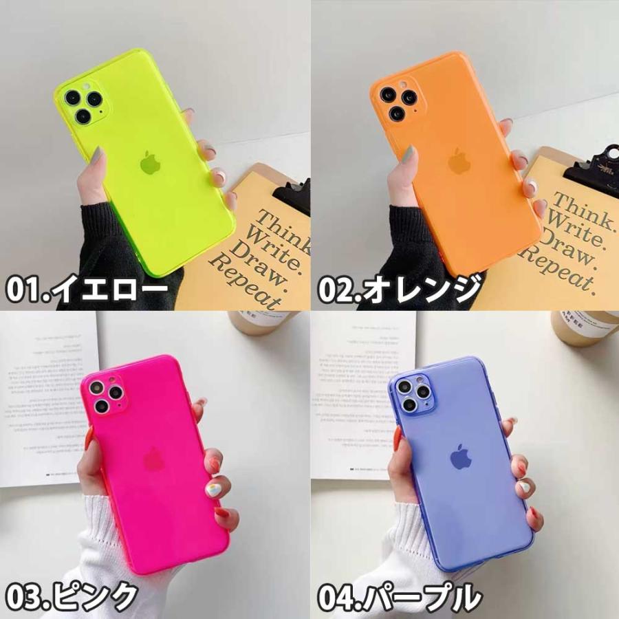 iPhone ネオンカラー 蛍光 透明 カメラレンズ保護 カバー 全6色 17