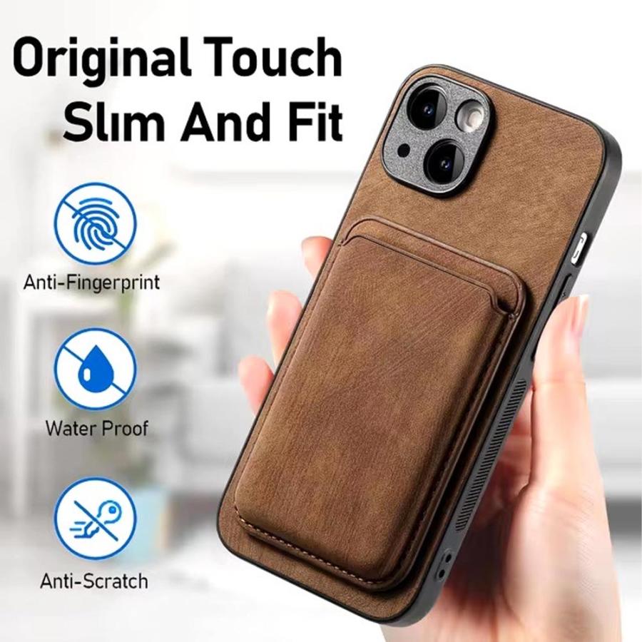 iPhone PUレザー 背面ケース ウォレット カード収納 ケース 全6色 16