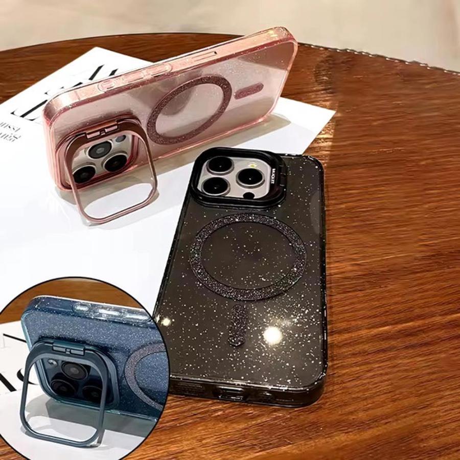 iPhone TPU クリア 透明 キックスタンド Magsafe ケース 全5色 16