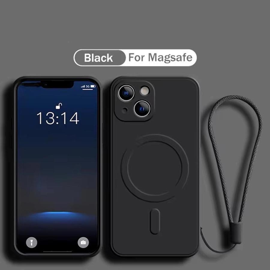 iPhone シリコン ストラップ付き Magsafe マグセーフ 対応 ケース 全9