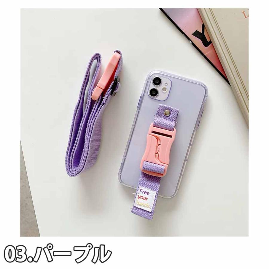 iPhone ネオンカラー 蛍光 透明 ストラップ ショルダー ケース 全5色