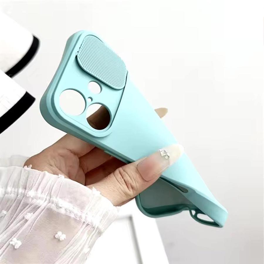 iPhone シリコン ソフト スライド式 レンズ保護 カラフル ケース 全8色