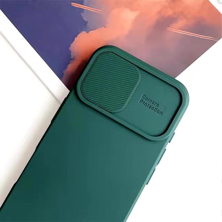 iPhone シリコン ソフト スライド式 レンズ保護 カラフル ケース 全8色