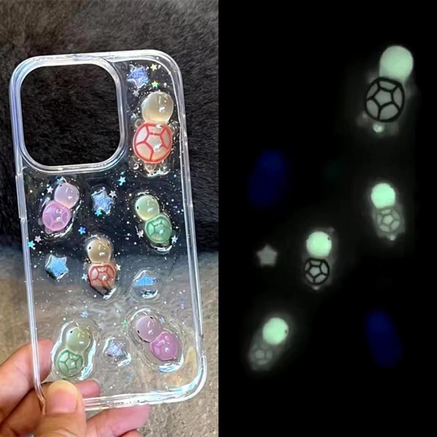 iPhone シリコン ソフト クリア 透明 かめ タートル キラキラ ケース
