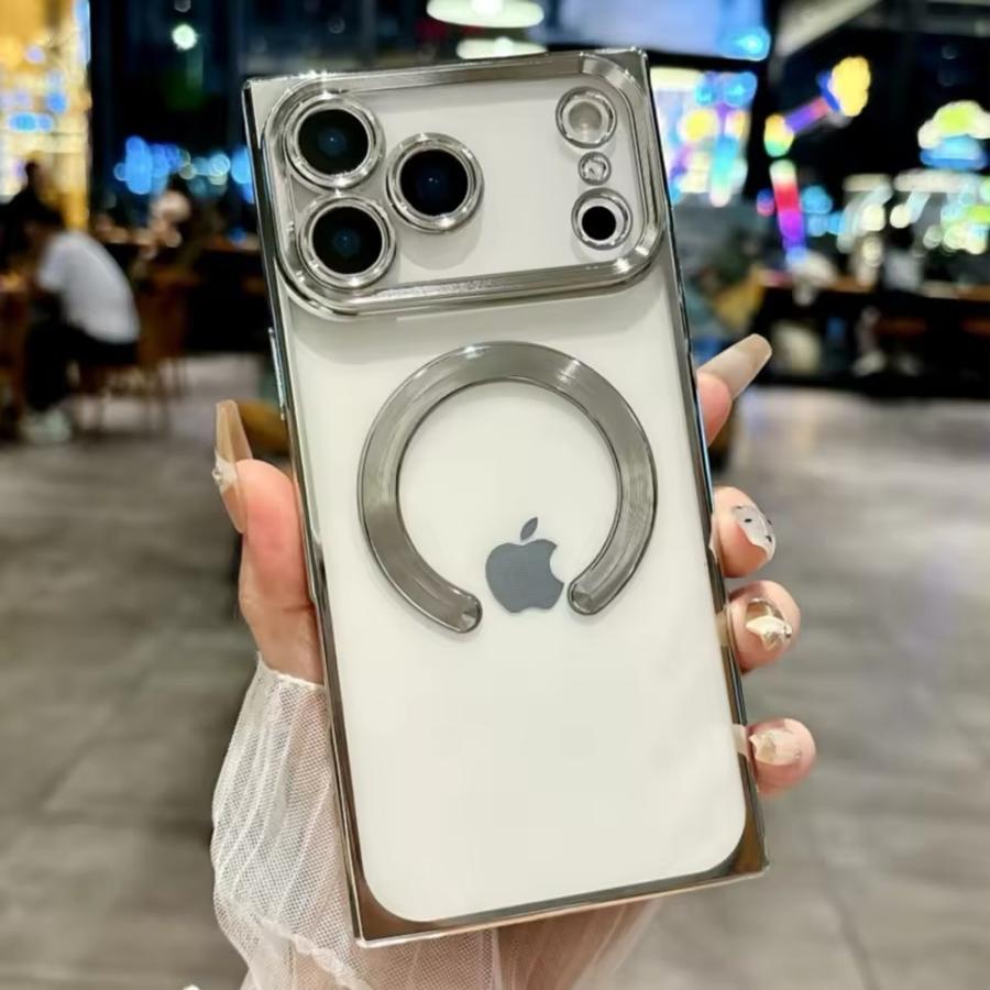 iPhone スクエア MagSafe マグセーフ 対応 クリア 透明 全7色 ケース