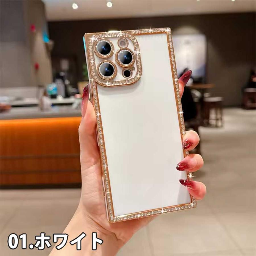 iPhone スクエア ラメ キラキラ ソフト ダイヤモンド 全5色 ケース 17
