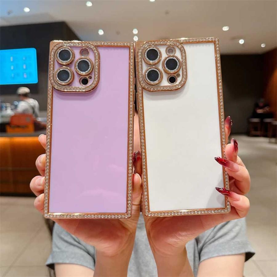 iPhone スクエア ラメ キラキラ ソフト ダイヤモンド 全5色 ケース 17