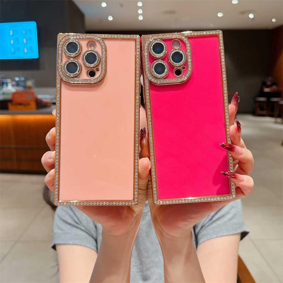 iPhone スクエア ラメ キラキラ ソフト ダイヤモンド 全5色 ケース 17