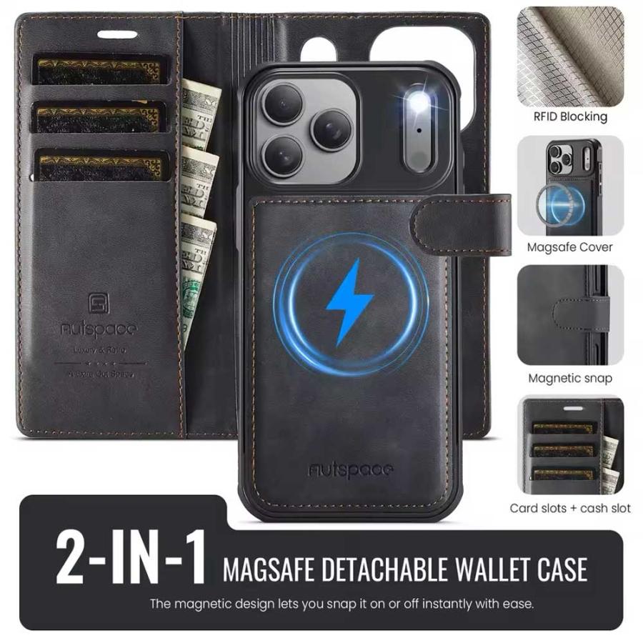 iPhone PUレザー 分離式 Magsafe マグセーフ 対応 全4色 ケース 17