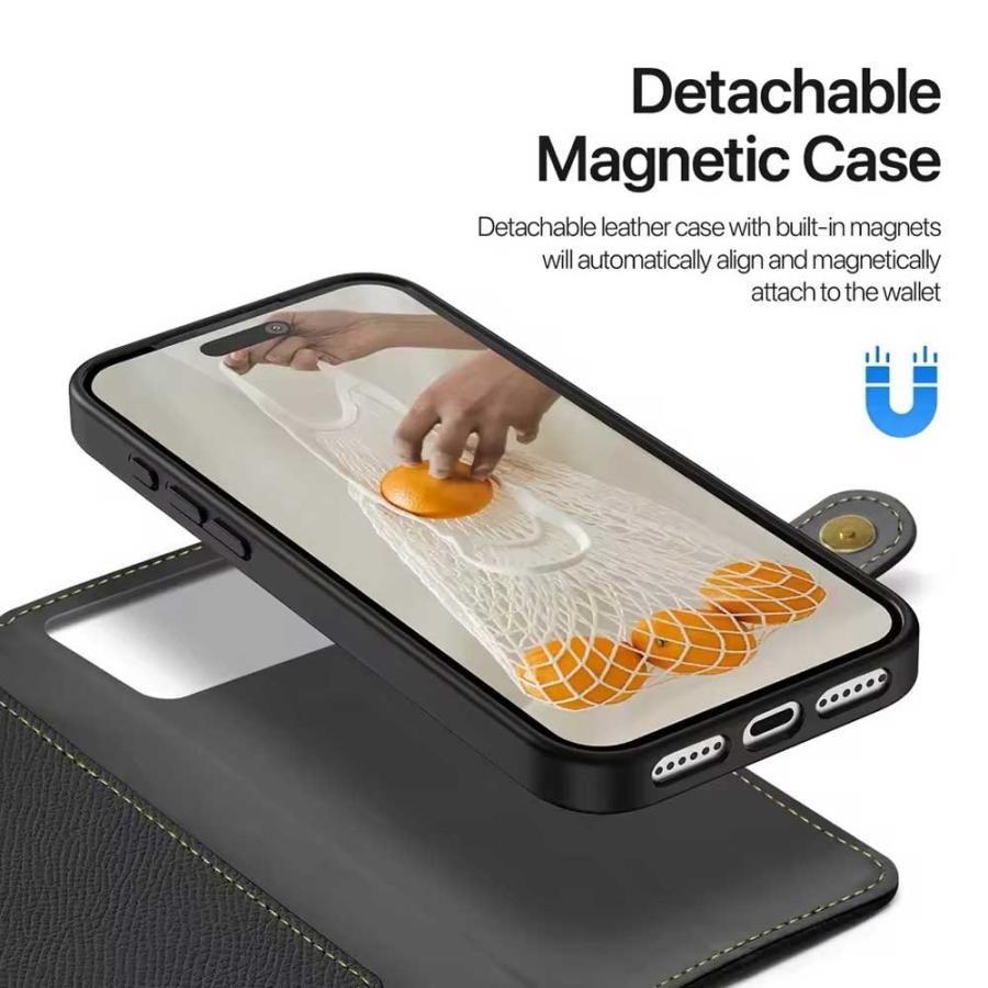 iPhone 手帳型 分離式 2in1 小銭入れ PUレザー MagSafe 全3色 ケース