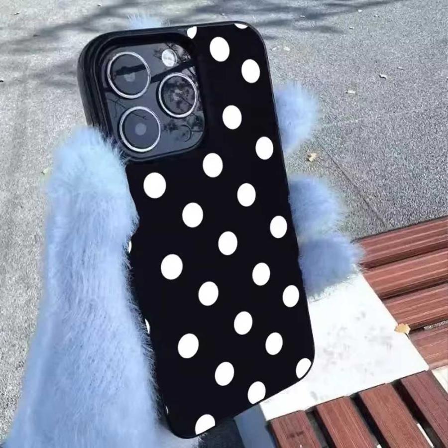 iPhone 水玉模様 ドット柄 ブラック 耐衝撃 ソフトカバー 全1色 ケース