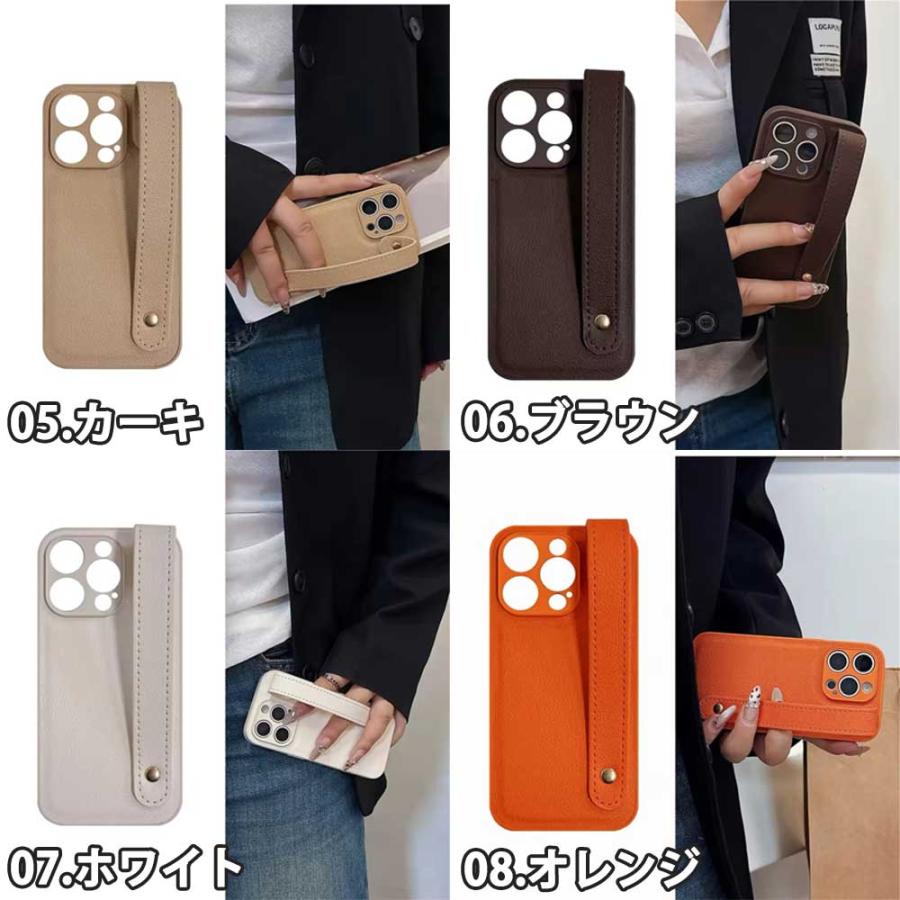 こあ　スマホケース iPhone リストストラップ iPhone PUレザー ソフト シリコン リストストラップ付き 全8色 ケース