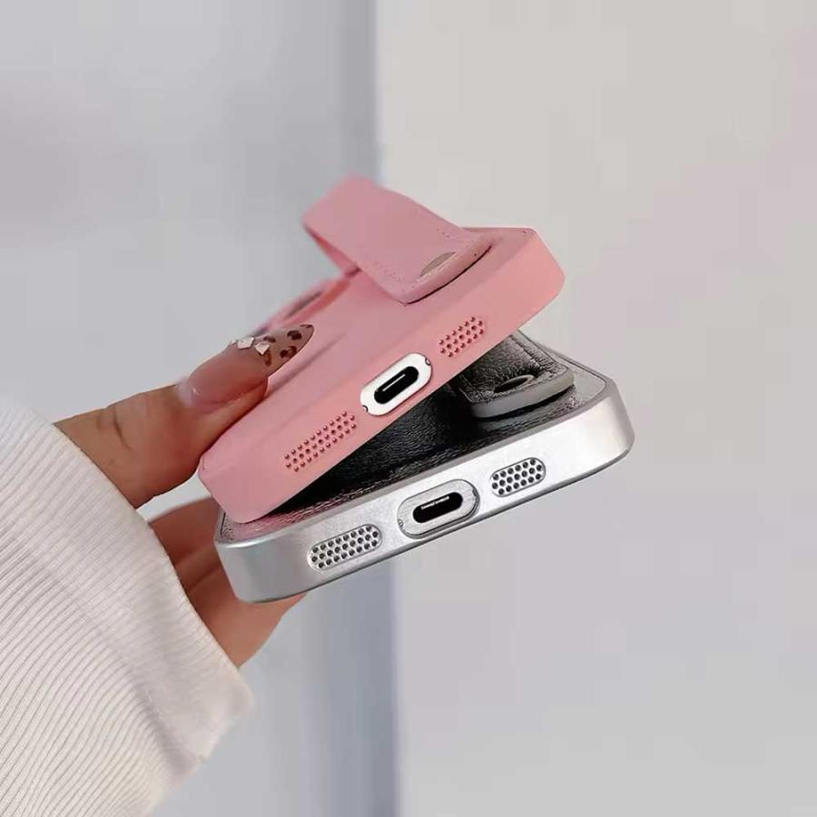 iPhone PUレザー ソフト シリコン リストストラップ付き 全8色 ケース