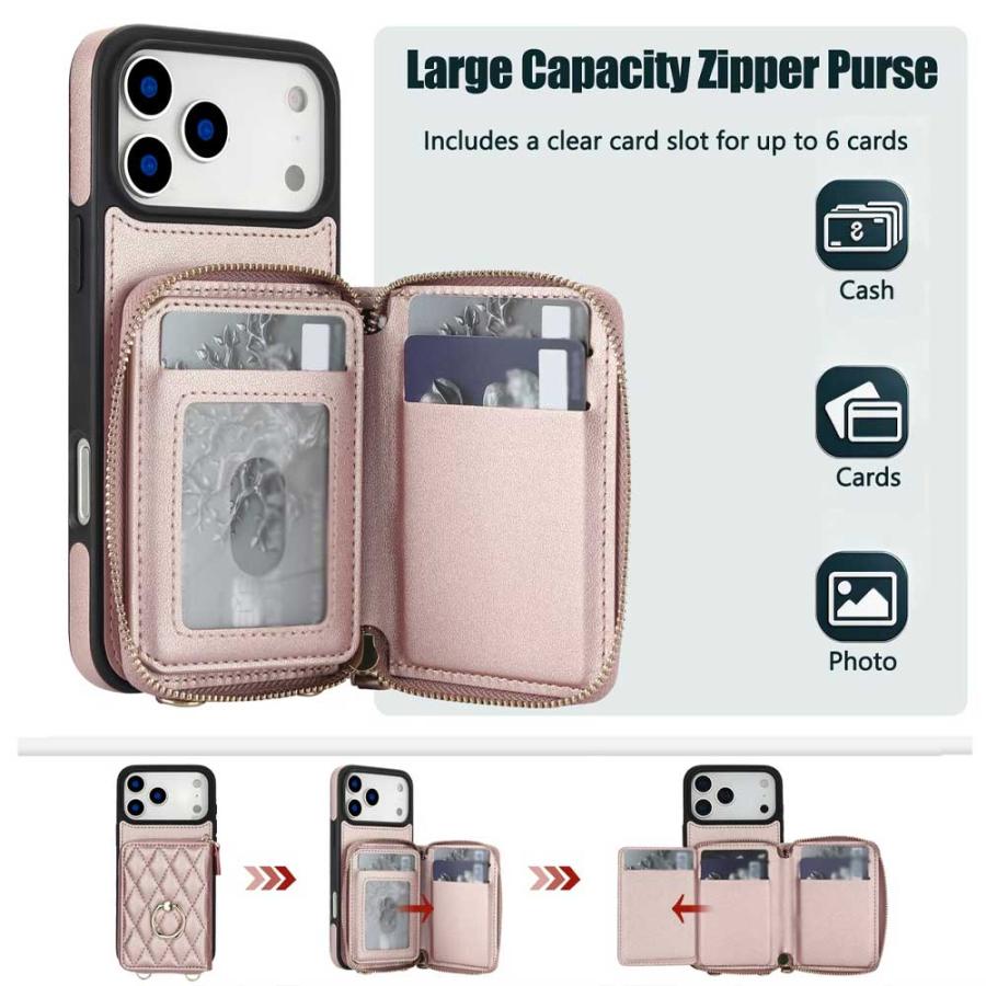 iPhone PUレザー カード収納 ウォレット ショルダーストラップ ケース