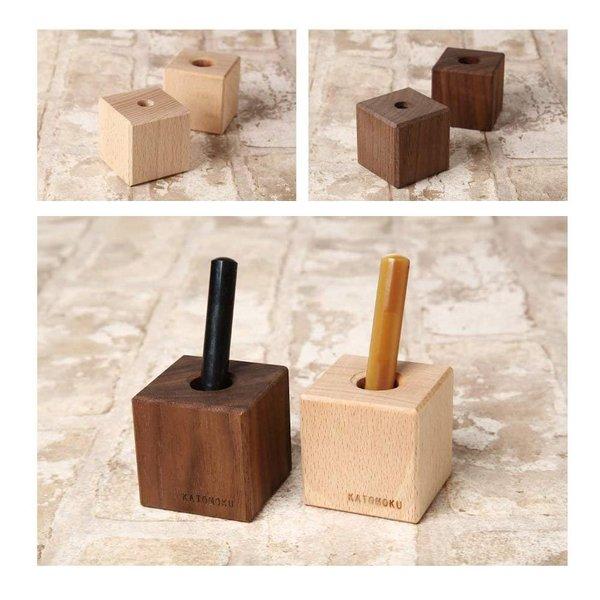 即納 デスクオーガナイザー 印鑑 認印 スタンド 立て 朱肉入り 木製